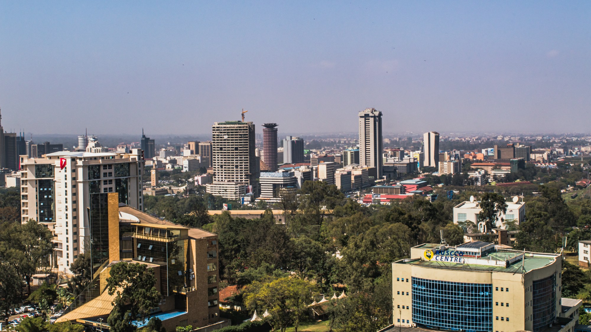 Aerial view of the Nairobi city skyline